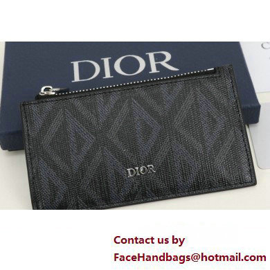 Dior Zipped Card Holder in Black CD Diamond Canvas