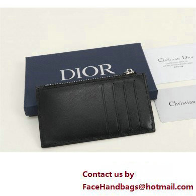 Dior Zipped Card Holder in Black CD Diamond Canvas