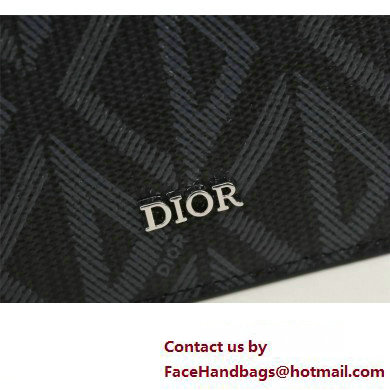 Dior Zipped Card Holder in Black CD Diamond Canvas