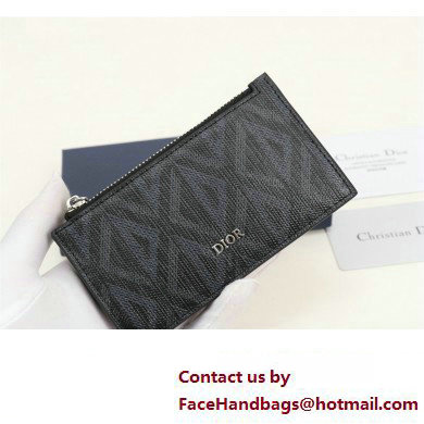 Dior Zipped Card Holder in Black CD Diamond Canvas