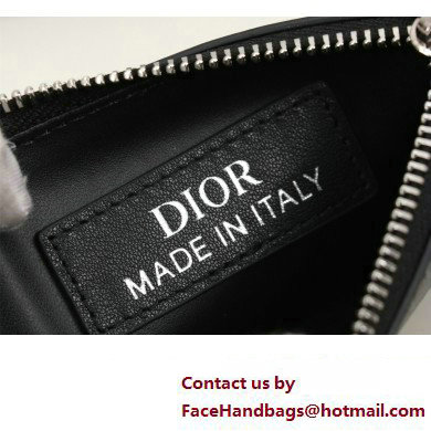 Dior Zipped Card Holder in Black CD Diamond Canvas