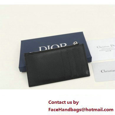 Dior Zipped Card Holder in Black Dior Oblique Galaxy Calfskin