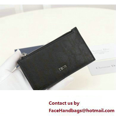 Dior Zipped Card Holder in Black Dior Oblique Galaxy Calfskin