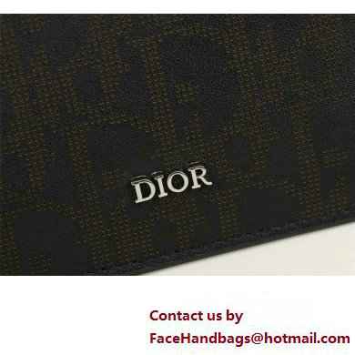 Dior Zipped Card Holder in Black Dior Oblique Galaxy Calfskin