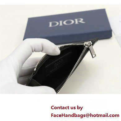 Dior Zipped Card Holder in Black Dior Oblique Galaxy Calfskin