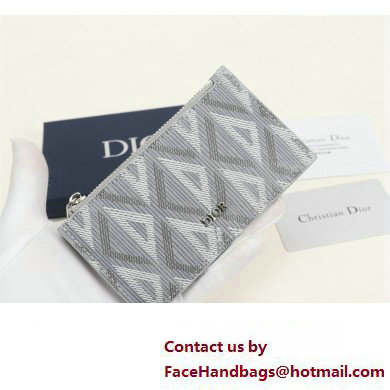 Dior Zipped Card Holder in Gray CD Diamond Canvas