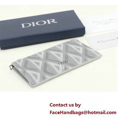 Dior Zipped Card Holder in Gray CD Diamond Canvas