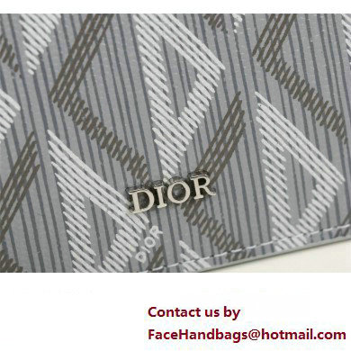 Dior Zipped Card Holder in Gray CD Diamond Canvas