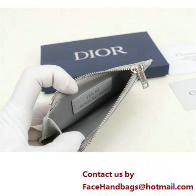 Dior Zipped Card Holder in Gray CD Diamond Canvas