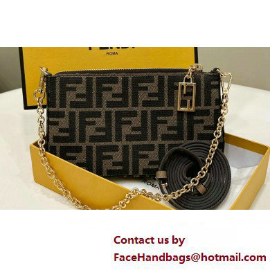 Fendi Baguette Pouch clutch with chain Bag in Brown jacquard FF fabric - Click Image to Close