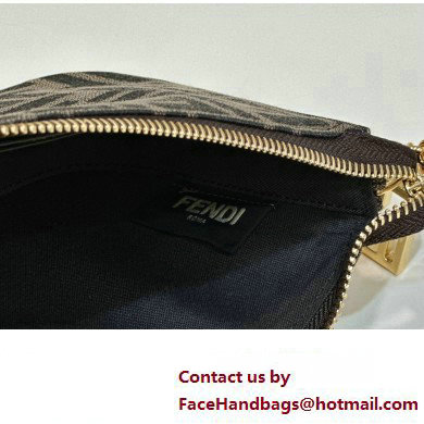 Fendi Baguette Pouch clutch with chain Bag in Brown jacquard FF fabric