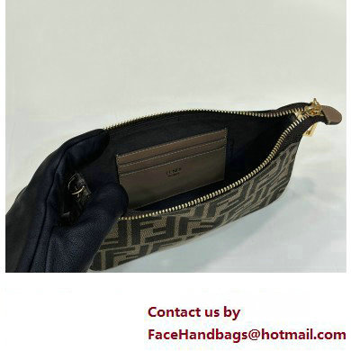 Fendi Baguette Pouch clutch with chain Bag in Brown jacquard FF fabric