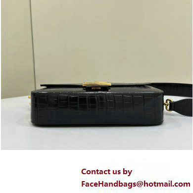 Fendi Medium Baguette Black crocodile leather bag