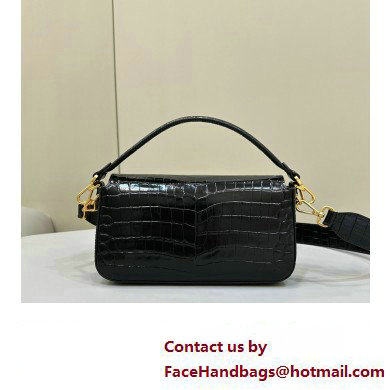 Fendi Medium Baguette Black crocodile leather bag