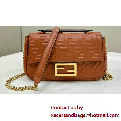 Fendi Medium Baguette Chain Midi Brown nappa leather bag