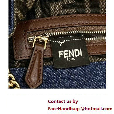 Fendi Medium Baguette Chain Midi FF bag Denim Blue