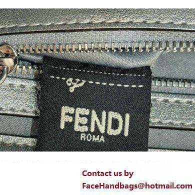 Fendi Medium Baguette Silver leather bag with crystal FF motif