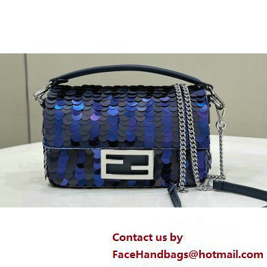 Fendi Mini Baguette bag Dark and mid blue sequin bag