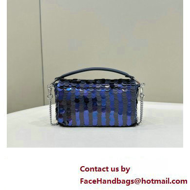 Fendi Mini Baguette bag Dark and mid blue sequin bag