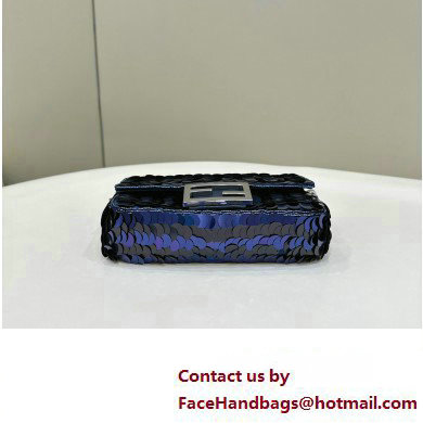 Fendi Mini Baguette bag Dark and mid blue sequin bag