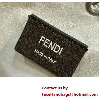 Fendi Mini Mon Tresor Bucket Silver leather bag with crystal FF motif