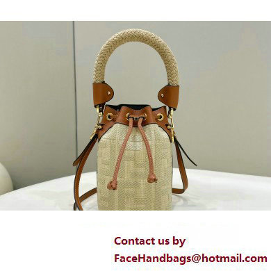 Fendi Mon Tresor Mini bucket bag Beige/Brown canvas with FF embroidery - Click Image to Close