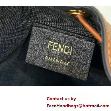 Fendi Mon Tresor Mini bucket bag Beige/Brown canvas with FF embroidery