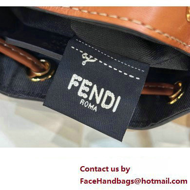 Fendi Mon Tresor Mini bucket bag Beige/Brown canvas with FF embroidery