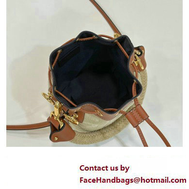 Fendi Mon Tresor Mini bucket bag Beige/Brown canvas with FF embroidery