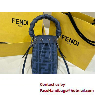 Fendi Mon Tresor Mini bucket bag Blue canvas with FF embroidery