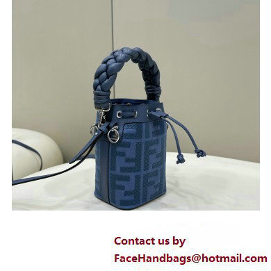 Fendi Mon Tresor Mini bucket bag Blue canvas with FF embroidery