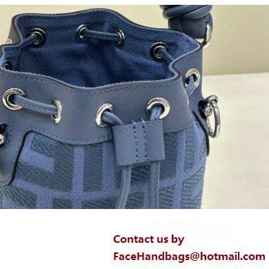 Fendi Mon Tresor Mini bucket bag Blue canvas with FF embroidery