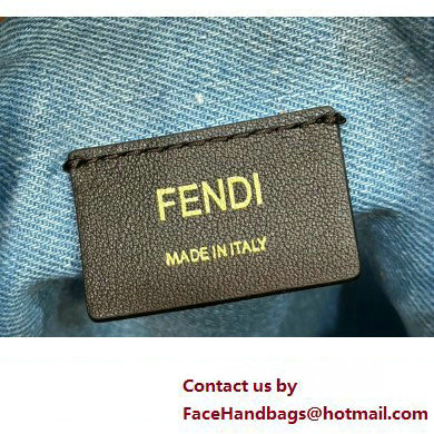 Fendi Mon Tresor Mini bucket bag Denim Blue with FF embroidery