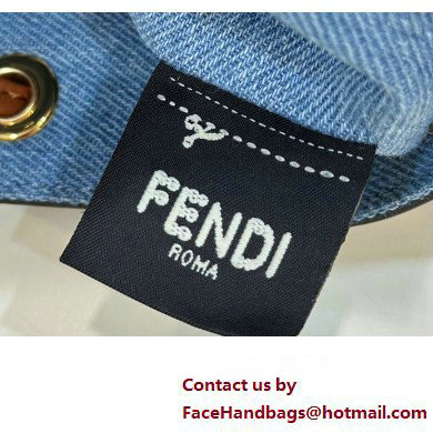 Fendi Mon Tresor Mini bucket bag Denim Blue with FF embroidery