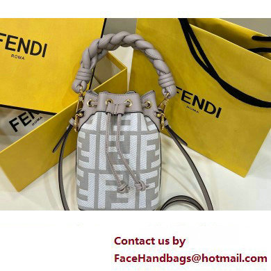 Fendi Mon Tresor Mini bucket bag Gray canvas with FF embroidery