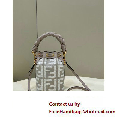 Fendi Mon Tresor Mini bucket bag Gray canvas with FF embroidery