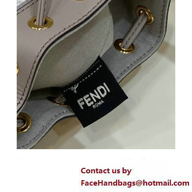 Fendi Mon Tresor Mini bucket bag Gray canvas with FF embroidery