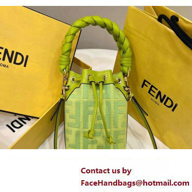 Fendi Mon Tresor Mini bucket bag Green canvas with FF embroidery