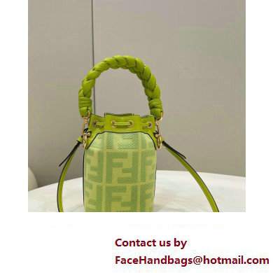 Fendi Mon Tresor Mini bucket bag Green canvas with FF embroidery