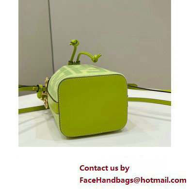 Fendi Mon Tresor Mini bucket bag Green canvas with FF embroidery