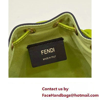 Fendi Mon Tresor Mini bucket bag Green canvas with FF embroidery