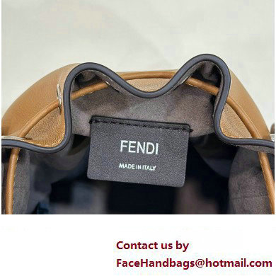 Fendi Mon Tresor Mini bucket bag Leather Brown with 3D Flower