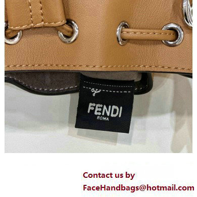 Fendi Mon Tresor Mini bucket bag Leather Brown with 3D Flower