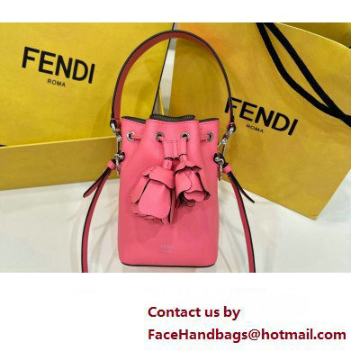 Fendi Mon Tresor Mini bucket bag Leather Pink with 3D Flower