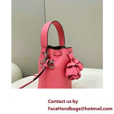 Fendi Mon Tresor Mini bucket bag Leather Pink with 3D Flower