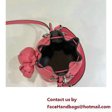 Fendi Mon Tresor Mini bucket bag Leather Pink with 3D Flower