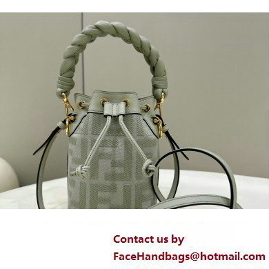 Fendi Mon Tresor Mini bucket bag Light Green canvas with FF embroidery - Click Image to Close