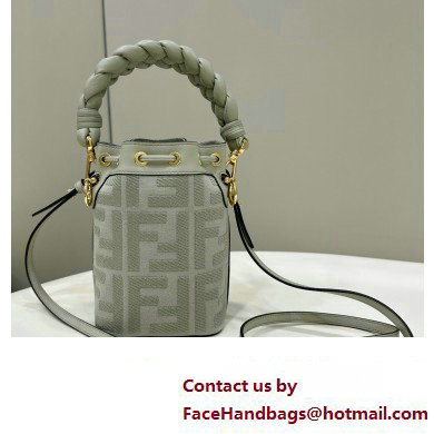 Fendi Mon Tresor Mini bucket bag Light Green canvas with FF embroidery