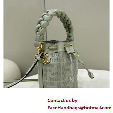 Fendi Mon Tresor Mini bucket bag Light Green canvas with FF embroidery