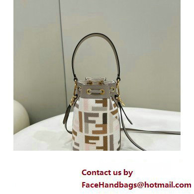 Fendi Mon Tresor Mini bucket bag Multicolor Gray canvas with FF embroidery